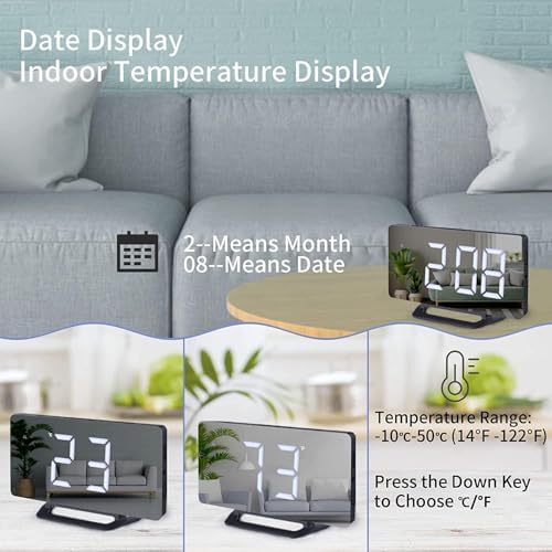 DCHOOD Digital Mirror Alarm Clock with USB Ports