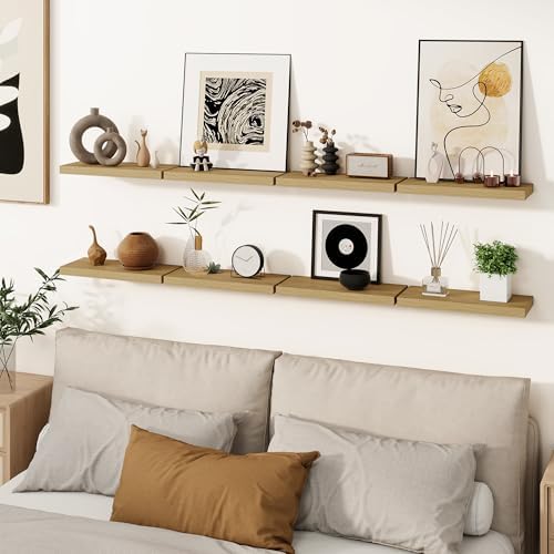 Venusmiles 3 Piece Oak Floating Wall Shelves