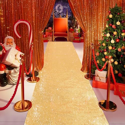 Gold Sequin Aisle Runner 2ft x 15ft for Weddings and Parties
