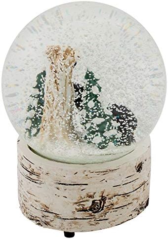 Roman White Wash Wood Black Bear Snow Globe 55 Inch