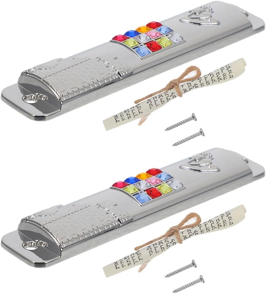 LUOZZY 2 Sets Silver Metal Mezuzah Door Decoration