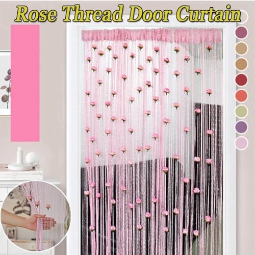 Muliivevy Rose Thread Door Curtain Elegant Privacy Tassel for Doorways