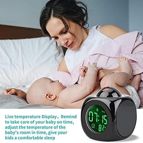 Voice Talking LED Time Temperature Alarm Clock for Bedroom and Office - Black