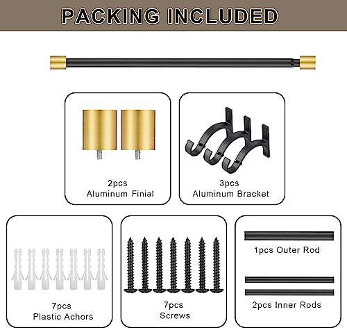 Vimayta Modern Window Curtain Rod 72-144 Inch Brushed Gold Ends