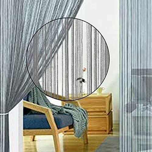 Grey Spaghetti String Curtain Panel 100x200cm