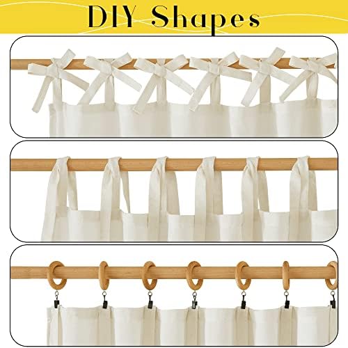 NICETOWN Off White Linen Curtain Panels 84 Inch Tie Top