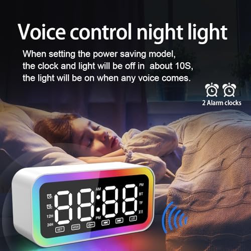 Big Digital Dual Alarm Clock with Bluetooth Speaker and LED Lights