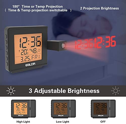 BALDR Projection Alarm Clock with Temperature Display
