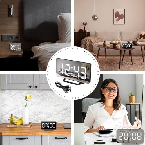 DCHOOD Digital Mirror Alarm Clock with USB Ports