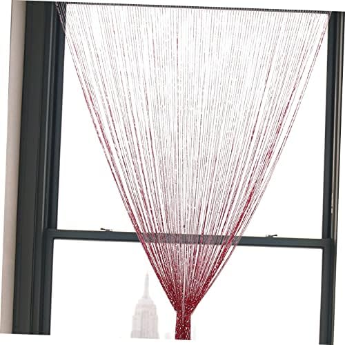Silver Silk String Curtains for Doorway Boho Room Divider