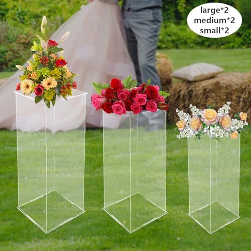 2 Pack Acrylic Pedestal Display Set for Weddings and Events