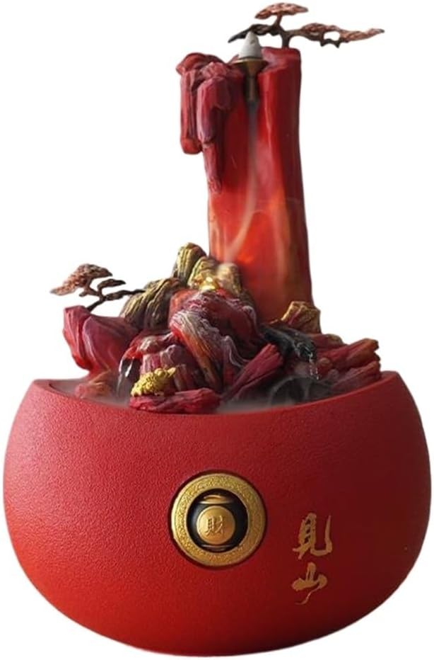 Red Sandstone Tabletop Fountain for Relaxation and Meditation