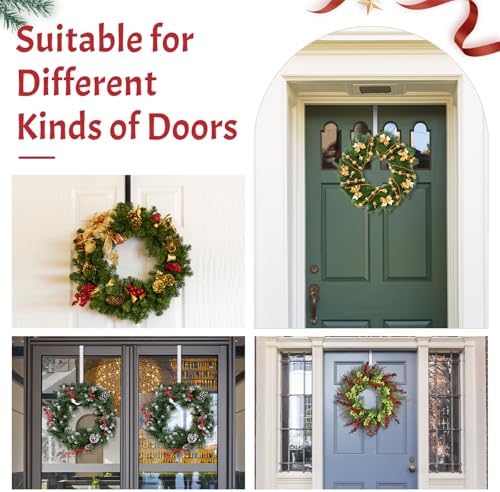 12 Inch Narrow White Wreath Hanger for Front Door