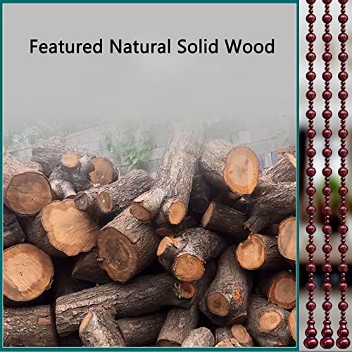 KDDEON Retro Wood Bead Curtain Dark Red 25 Strands 394x827