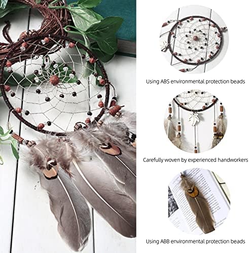 Dream Catchers Wall Decor Brown Feathers 256 Inch Hand Woven