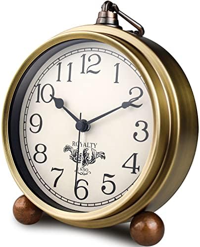 NEOTEND Gold Desk Alarm Clock with Metal Base
