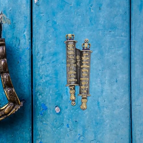 LUOZZY 2pcs Metal Mezuzah Cases Deep Gray Golden Text