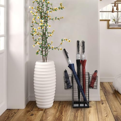Frcctre Black Metal Umbrella Stand with 2 Hanging Baskets