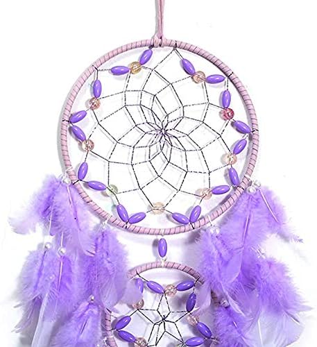 Purple Dream Catcher with Dual Ring and Feathers