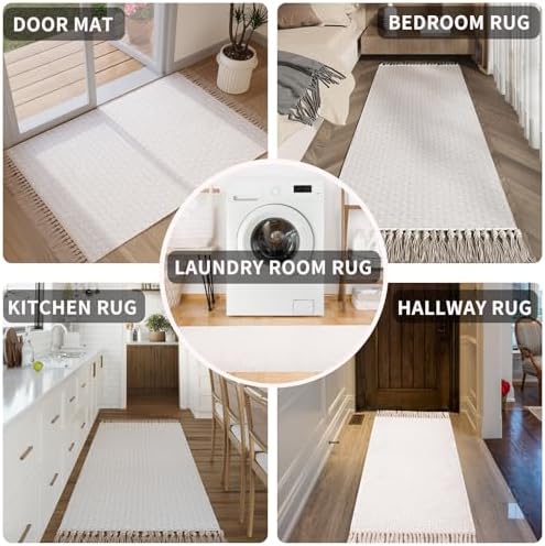 Boho Hallway Runner Rug with Tassels Non-Slip Washable