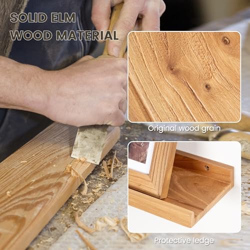 Picture Ledge Shelf Set of 2 - Rustic Elm Wood 24 Inches