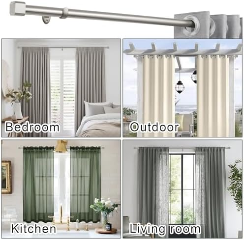 YuMierle 1 Inch Heavy Duty Single Curtain Rods 36-72 Satin Nickel