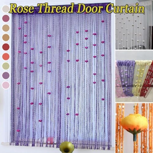 Muliivevy Rose Thread Door Curtain Elegant Privacy Tassel for Doorways