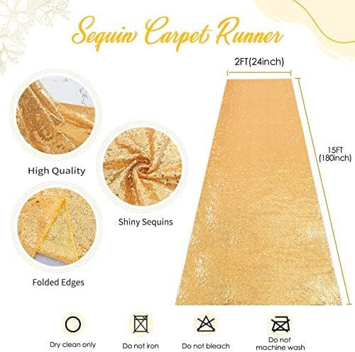 Gold Sequin Aisle Runner 2ft x 15ft for Weddings and Parties