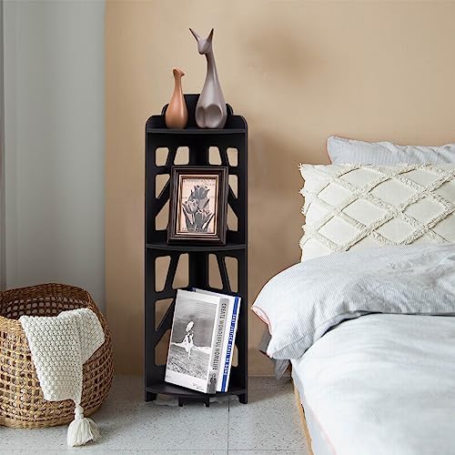 Corner Shelves Waterproof Black 3 Tier Storage Stand