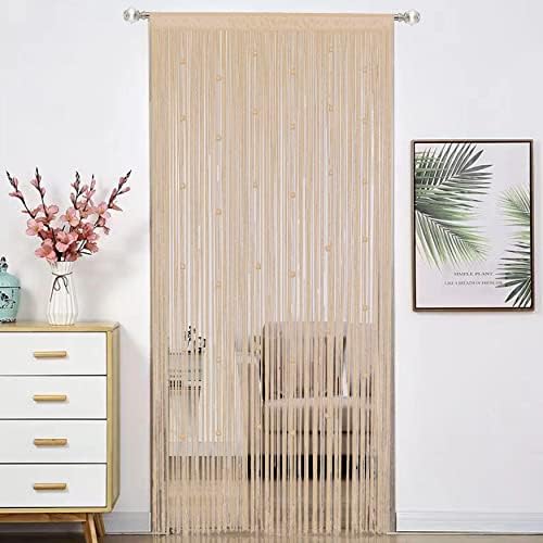 Beaded Curtain Door Divider with Telescopic Rod