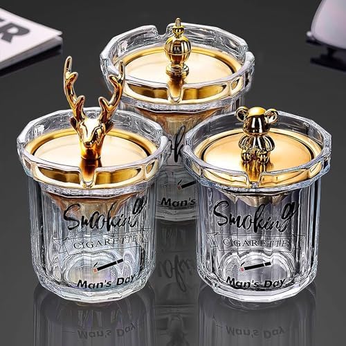 DAERTU Glass Ashtray with Lid for Cigarettes