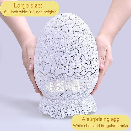 Cute Dinosaur Egg Alarm Clock with Night Light and Bluetooth Speaker