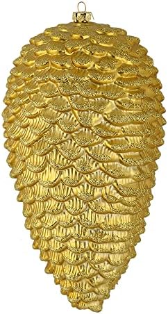 Vickerman 7 Inch Gold Matte Glitter Pinecone Ornament 4 Pack