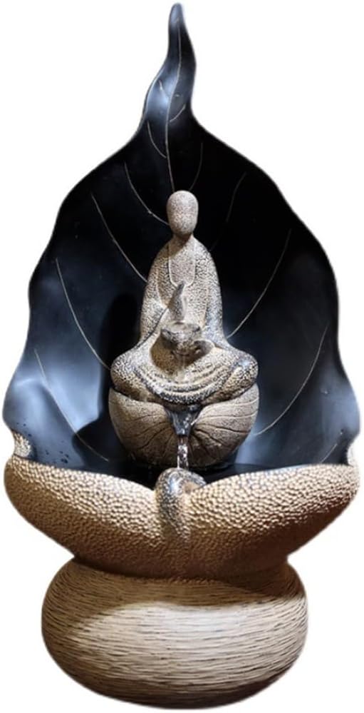 Zen Indoor Fountain with Lotus Base and Buddha Statue
