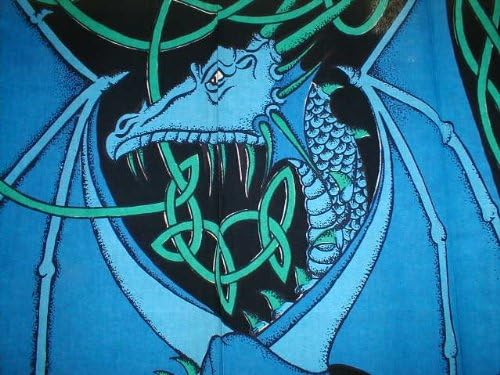 Celtic Dragon Tab Top Curtain Blue 44x88