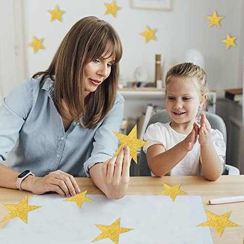 200 PCS Glitter Gold Star Cutouts for Party Decorations