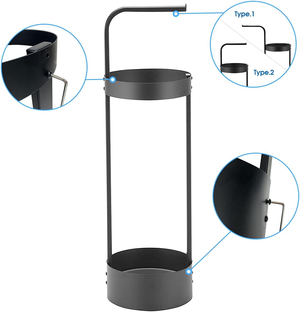 JackCubeDesign Black Steel Umbrella Stand Entryway Organizer