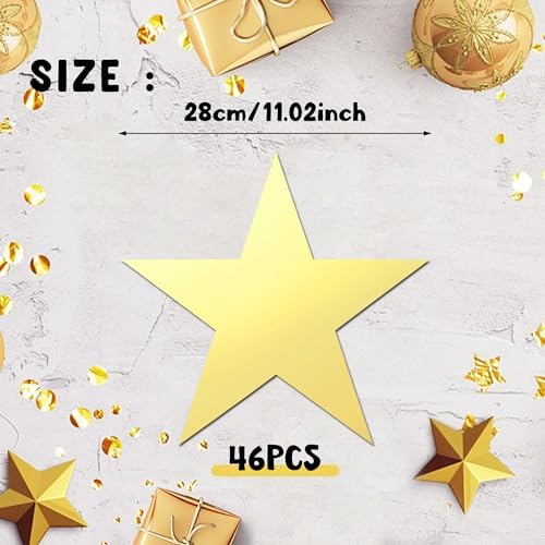 46 PCS Glitter Gold Star Cutouts for Party Decor