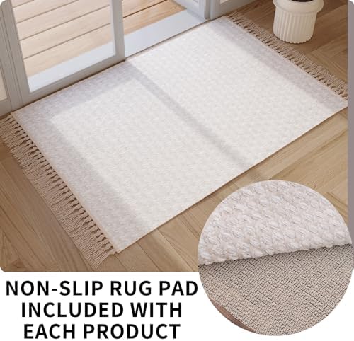 Boho Hallway Runner Rug with Tassels Non-Slip Washable