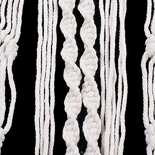Boho Macrame Curtain for Window Doorway Handmade Beige