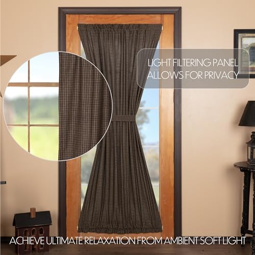 VHC Brands Classic Country Door Panel 72x40 Black Plaid