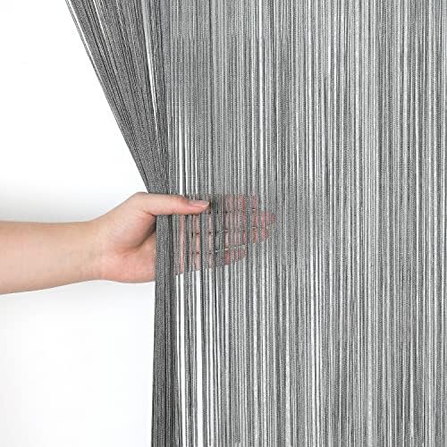 Grey Spaghetti String Curtain Panel 100x200cm
