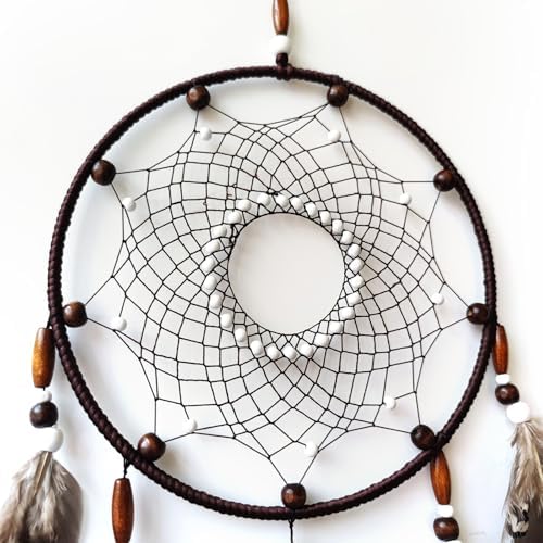 Brown Dream Catcher Large Wall Decor Handmade Feathers