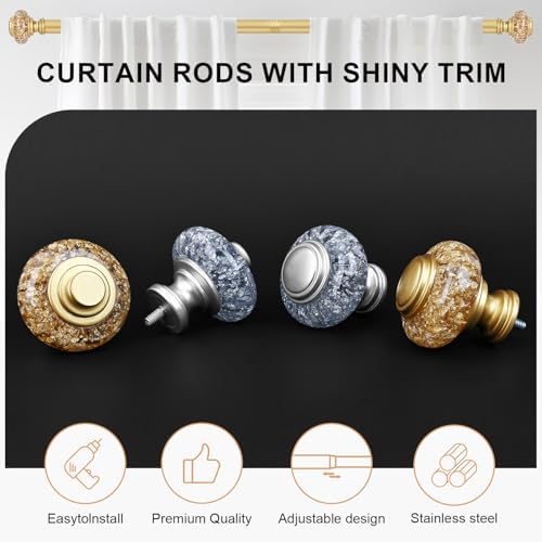 Gold Crystal Curtain Rod with Adjustable Finials