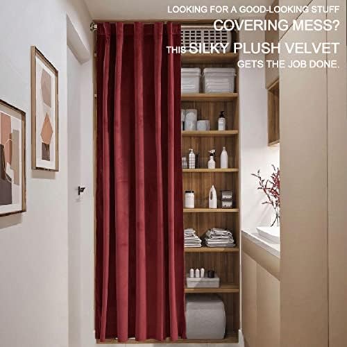 Burgundy Red Velvet Luxury Curtain Panel 80 Inches