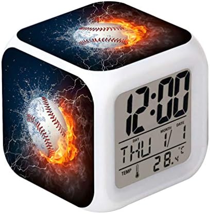 Cointone Led Alarm Clock Baseball Design for Unisex Adults Kids Birthday Gift