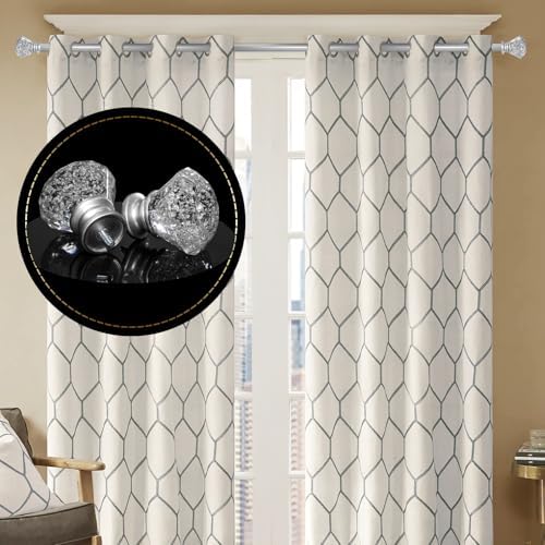 Silver Diamond Curtain Rods 36-88 Inches Adjustable Single Rod