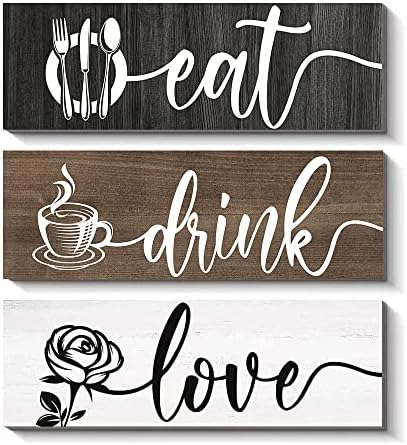 Creoate 3 Piece Kitchen Wall Decor Wooden Signs