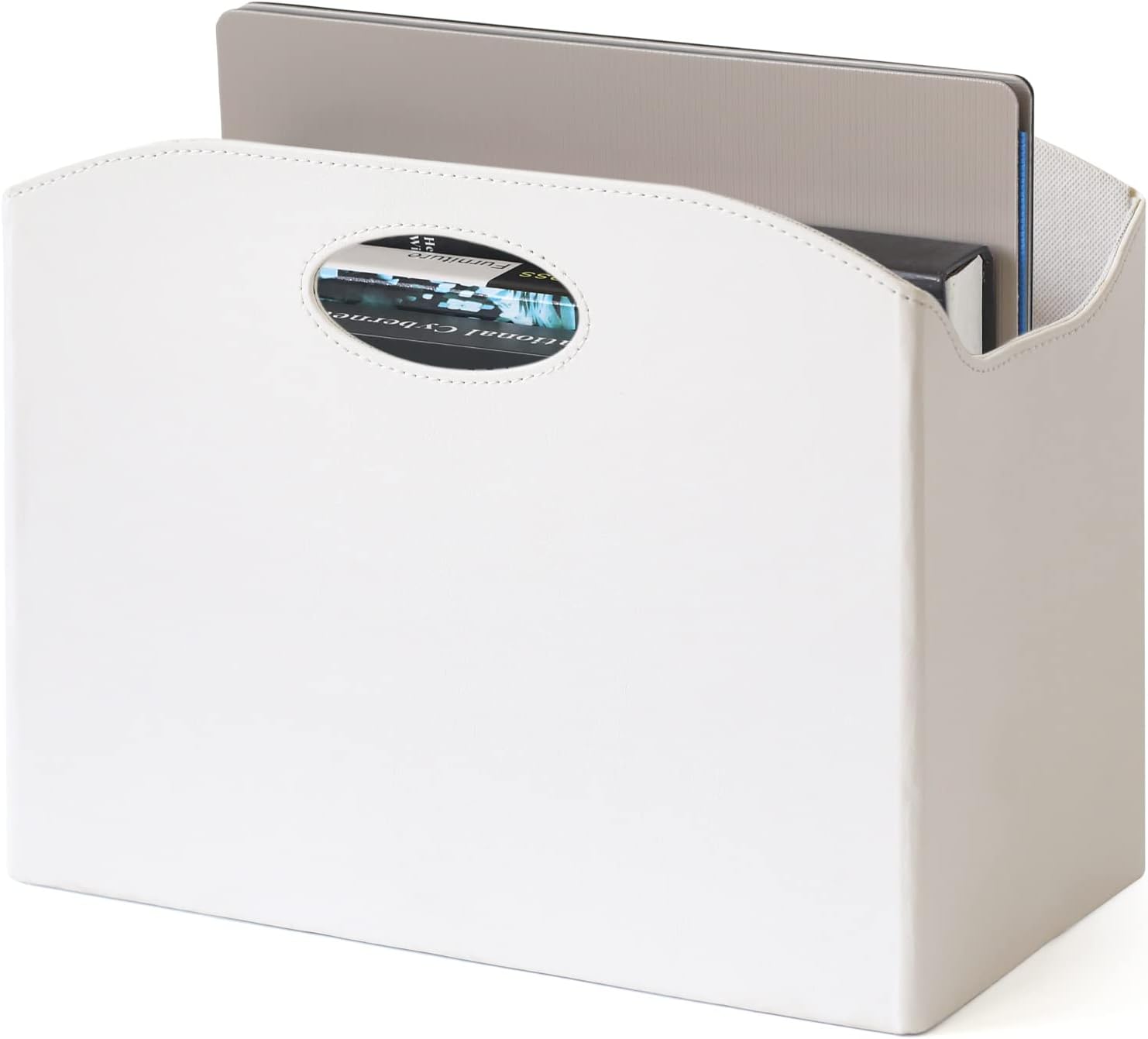 EZDeco Foldable Magazine Holder Floor PU Leather Organizer