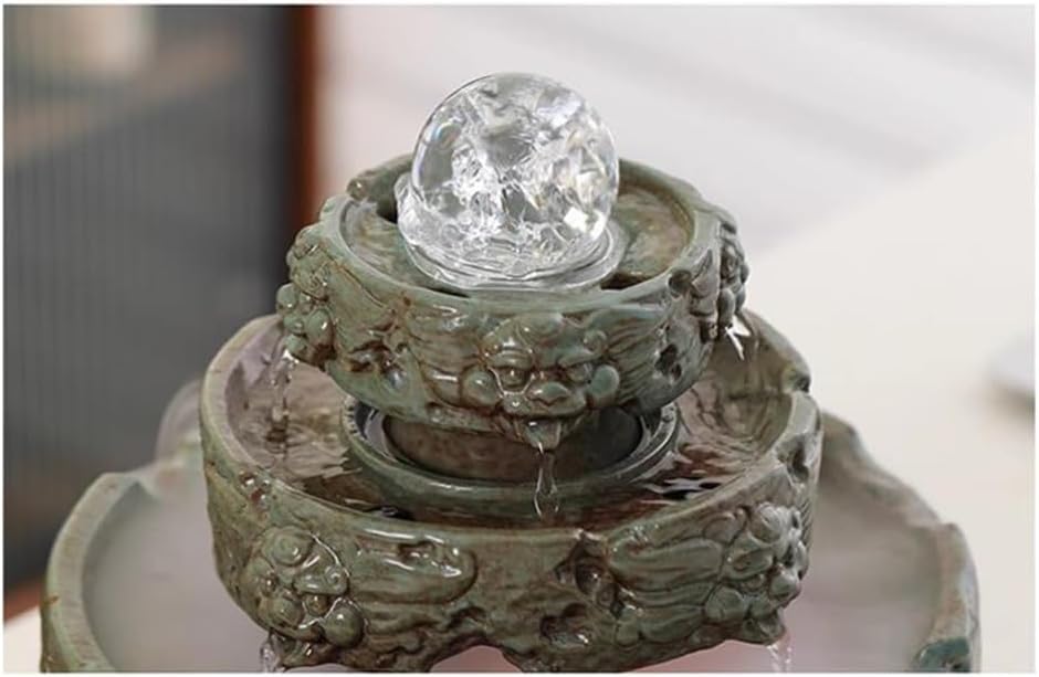 Yellow Ceramic Indoor Fountain Meditation Decor